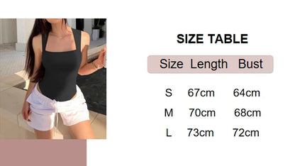 2024 Summer Fashion Square Collar Solid Color Sleeveless Bodysuit High Waist Sexy Tight Women's Jumpsuit