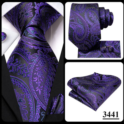 Hi-Tie Light Purple Solid Silk Wedding Tie For Men Quality Hanky Cufflink Gift Necktie Set Fashion Novelty Designer Dropshipping