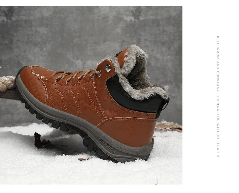 Winter Shoes for Men Boots Warm Plush Leather Snow Ankle Boots HIking Shoes Men Timberland Boots Men Big Size 48 Sneakers