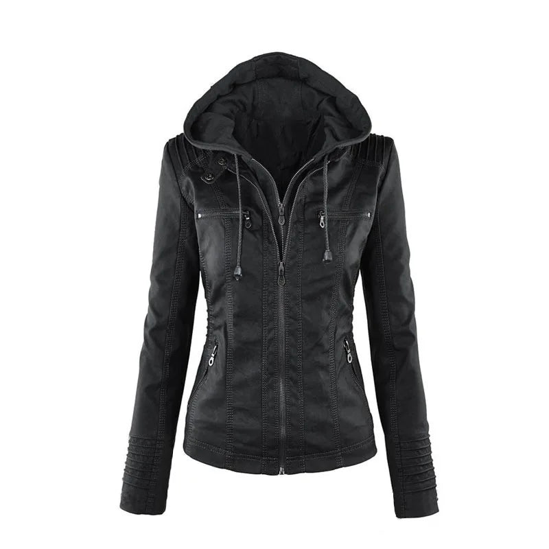 Faux Leather Jacket Women 2024 Basic Jacket Coat Female Winter Motorcycle Jacket PU Leather Zipper Hoodies Outerwear chaqueta