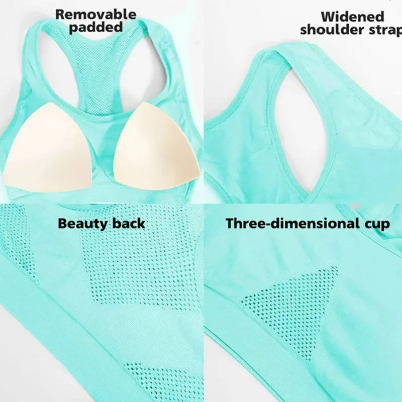 Women’s Breathable Shockproof Sports Bra | Sweat-Absorbent, Padded, Double Layer | Seamless Gym & Yoga Fit