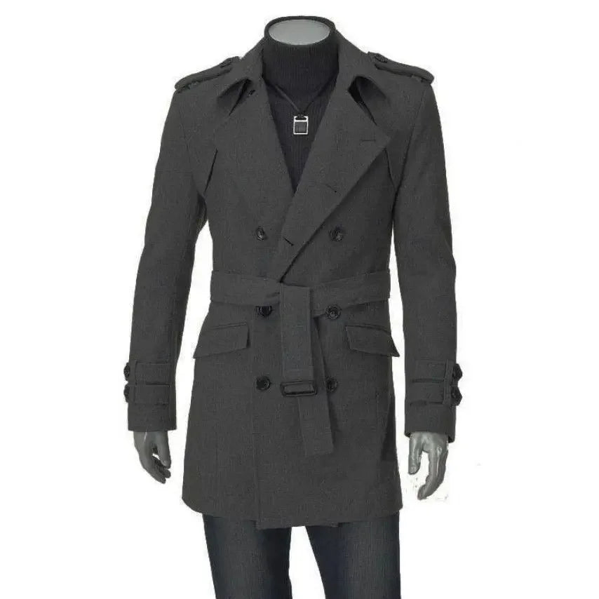 New Arrival Autumn/winter Men's Korean Style Overcoat Fashionable Shoulder Length Medium-length Row Button Woolen Overcoat