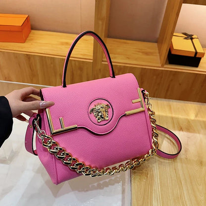 Premium Retro Messenger Bag Women - Textured Leather Shopper with Custom Paris Letter Logo & Versatile Crossbody Strap Design