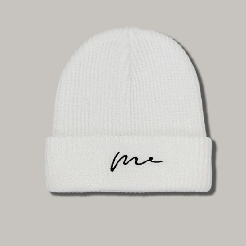 Rimiut Funny Letter Knitted Men Women Beanies Black & White Autumn Winter Hip hop hats Thick Warm Beanie Caps for adult