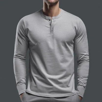 Cross-border Spring and Autumn Clothing European and American Men's T-Shirt Long-sleeved Men's Base Henry Shirt