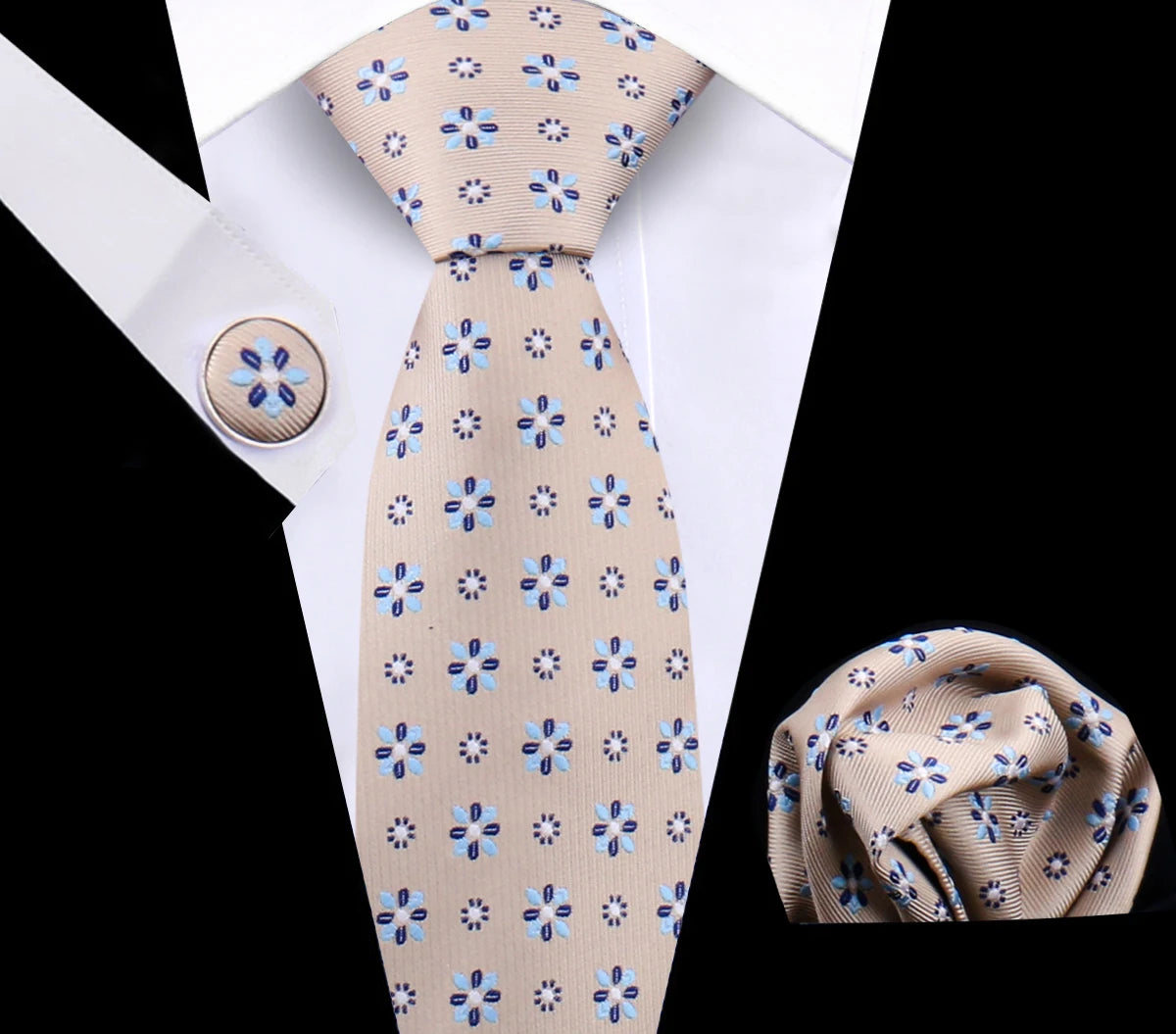 Luxury Plaid Tie For Mens Necktie Handkerchief Pocket Square Cufflinks Set Jacquard Woven Ties Wedding Business Accessories