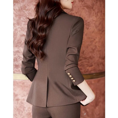 Women Spring Autumn New Fashion Professional Suit Matching Set Korean Elegant Casual Blazer Coat Pants Two-piece Female Clothing