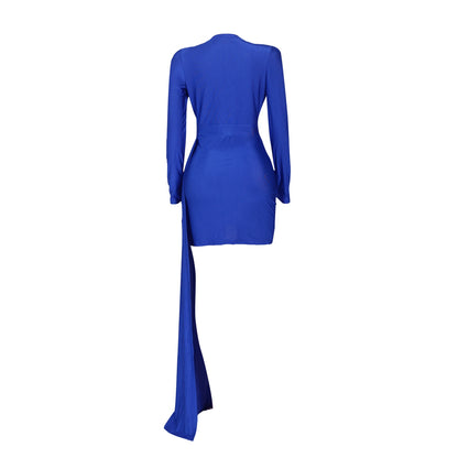 Elegant Deep V Neck Long Sleeve Sequins Prom Dress Women Elegant Wedding Party Mini Fashion Evening Dresses