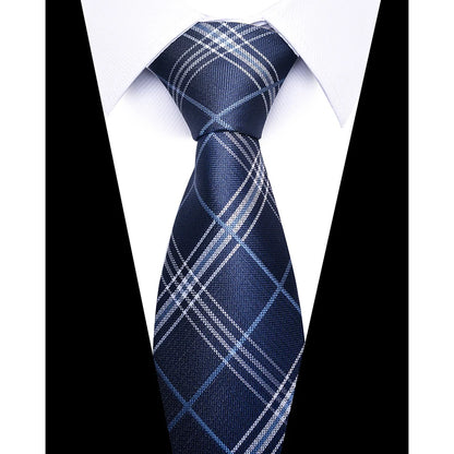 Hot Sale Brand New Style Tie Blue Golden Stripe Suit Accessories Necktie Men Gravata Fit Wedding Holiday Present