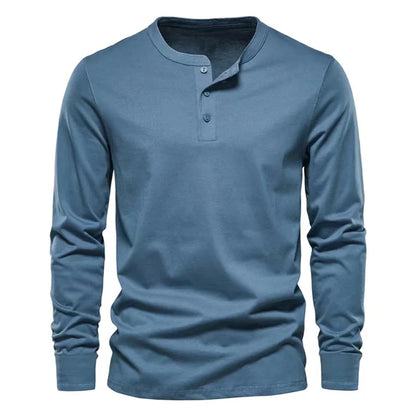 Cross-border Spring and Autumn Clothing European and American Men's T-Shirt Long-sleeved Men's Base Henry Shirt