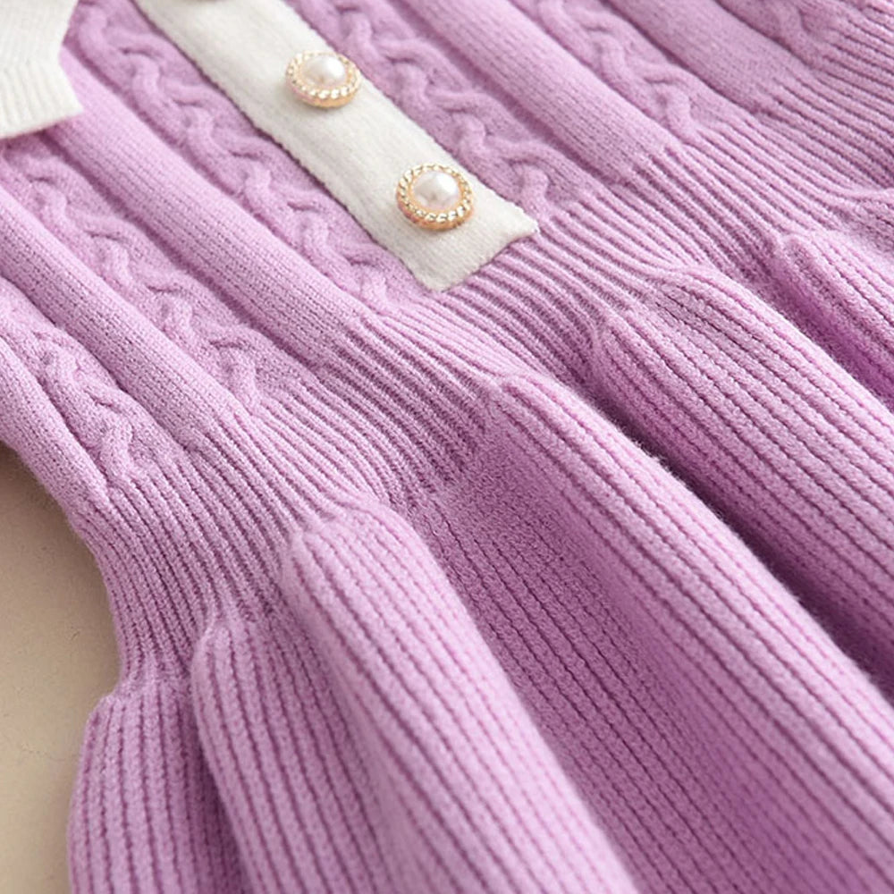 Winter Girls Knitting Wool Long Sleeve Dress Autumn Girls Baby Ruffle Knitted Princess Sweater Dress Casual Clothes
