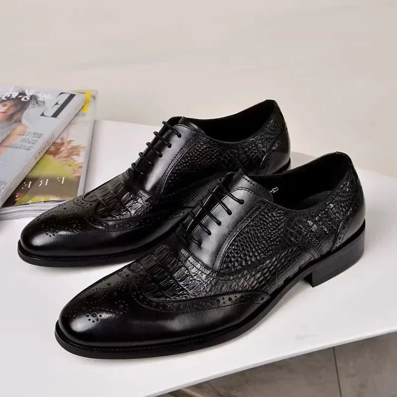 Plus Szie 48 Brock Oxford retro crocodile leather men formal spring autumn new 's for Work Casual business shoes Wedding shoes