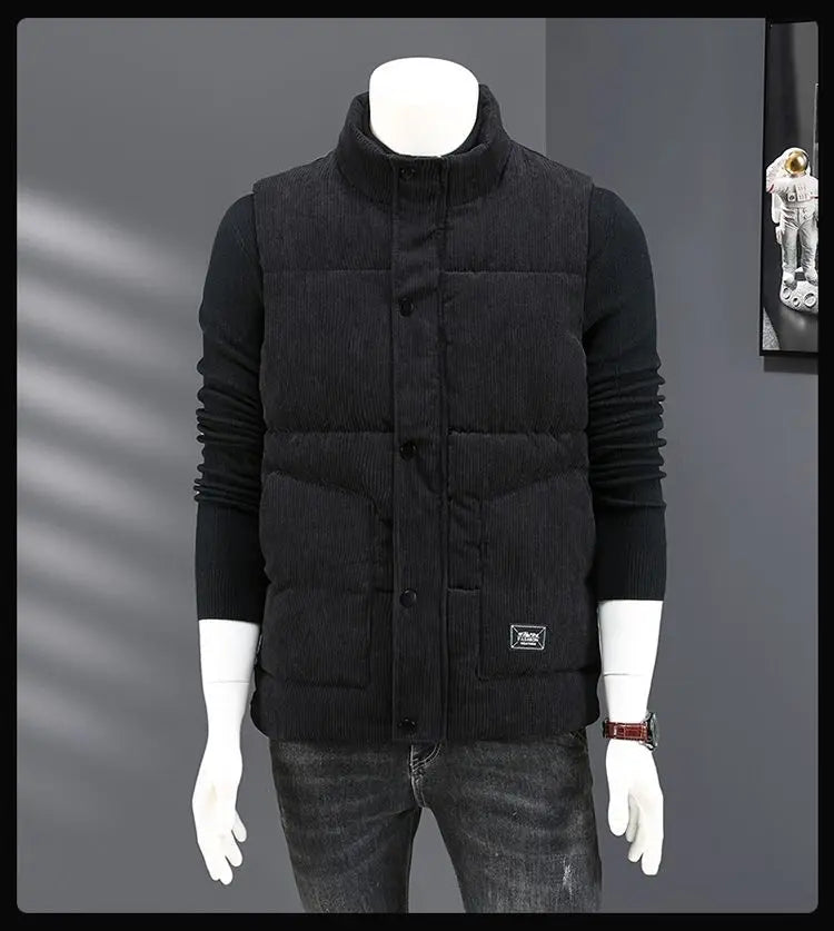 Waistcoat Male Wintertime Cotton Sill Young Person Korean Version Corduroy Vest Thickening for Warmth Men's Handsome Vest Jacket