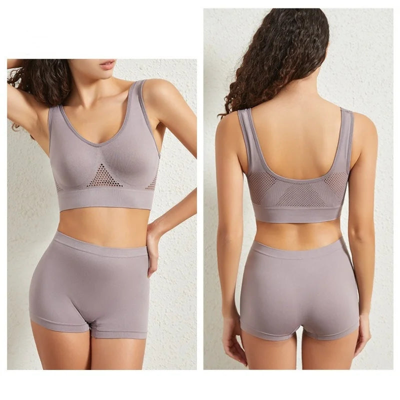 Seamless Bra Set Women Low Waist Underwear Female Tanks Bra Top Sexy Thong Panties Casual Sports Lingerie Set Girls Intimates