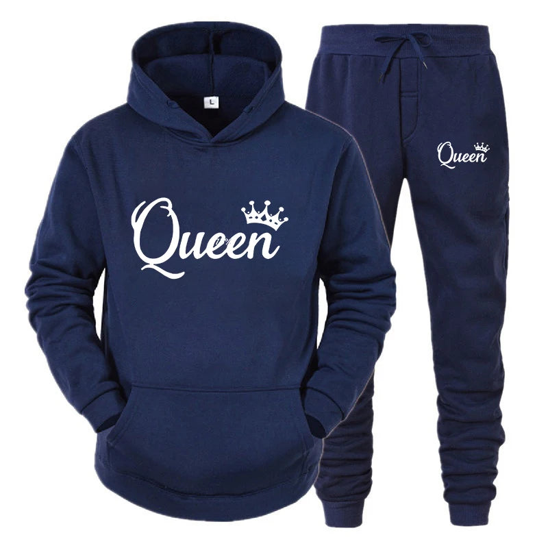 2023 Y2k Style Long Sleeve Hoodies Set Women Men Couple Sweatshirt Hoodies Trend Lover Tracksuit Queen King Printed New Fashion