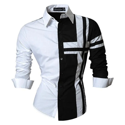 Jeansian Men's Casual Dress shirt 3D simple all-match printed long-sleeved fashion hip-hop neutral clothing