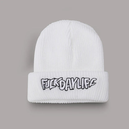 Rimiut Funny Letter Knitted Men Women Beanies Black & White Autumn Winter Hip hop hats Thick Warm Beanie Caps for adult