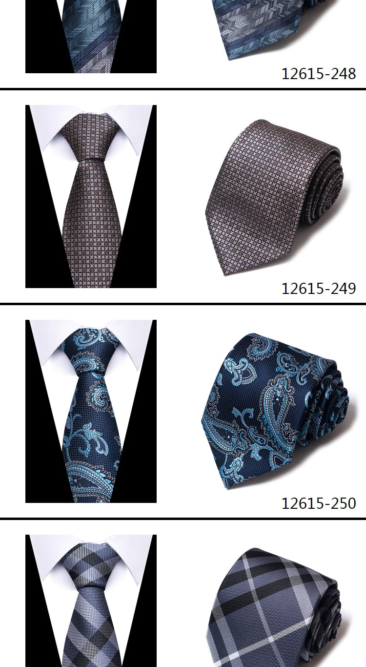 Hot Sale Brand New Style Tie Blue Golden Stripe Suit Accessories Necktie Men Gravata Fit Wedding Holiday Present