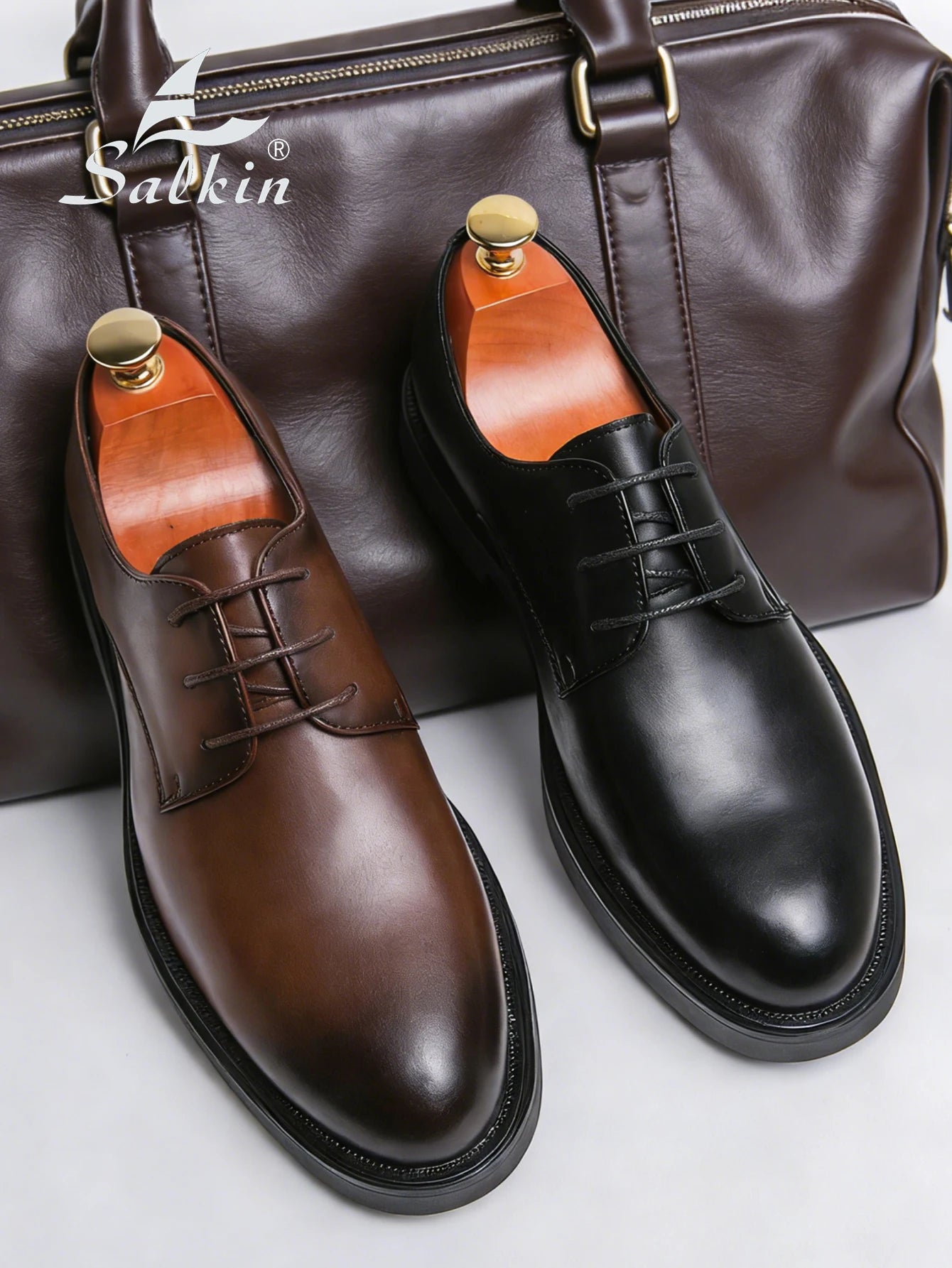 Classic Men Dress Shoes Lace Up Derby Shoes Formal Business Lesther Shoes Anti Slip Wear-resistant Office Daily Casual Shoes