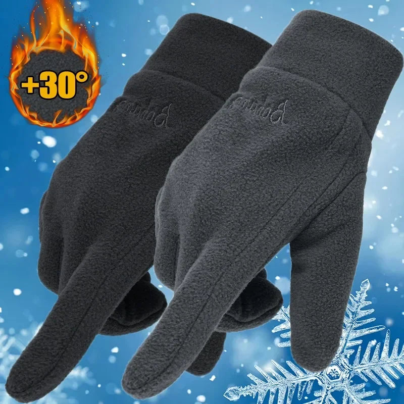 Winter Warm Fleece Gloves for Women Men Thermal Full Finger Gloves Cold Resistance Windproof Outdoor Skiing Cycling Mittens