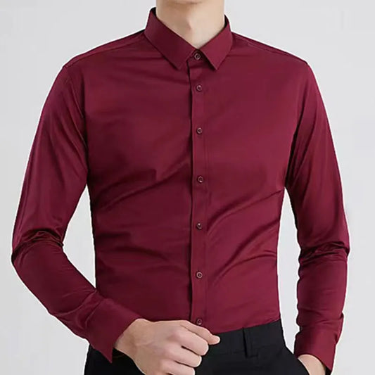 Men's dress shirt long sleeve thin spring and autumn work clothes business casual free ironing breathable slim fashion