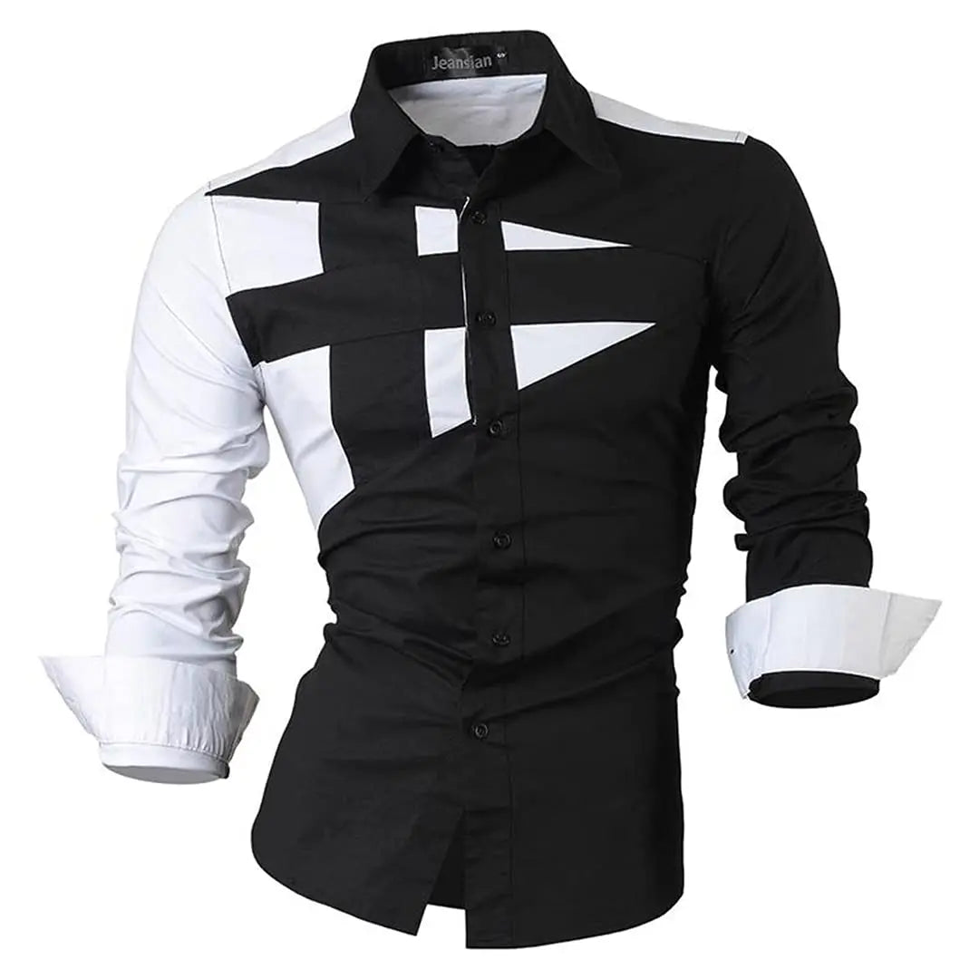 Jeansian Men's Casual Dress shirt 3D simple all-match printed long-sleeved fashion hip-hop neutral clothing