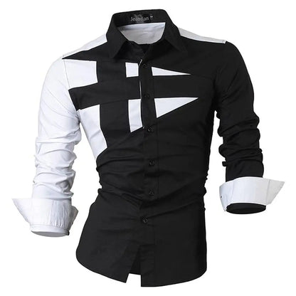 Jeansian Men's Casual Dress shirt 3D simple all-match printed long-sleeved fashion hip-hop neutral clothing