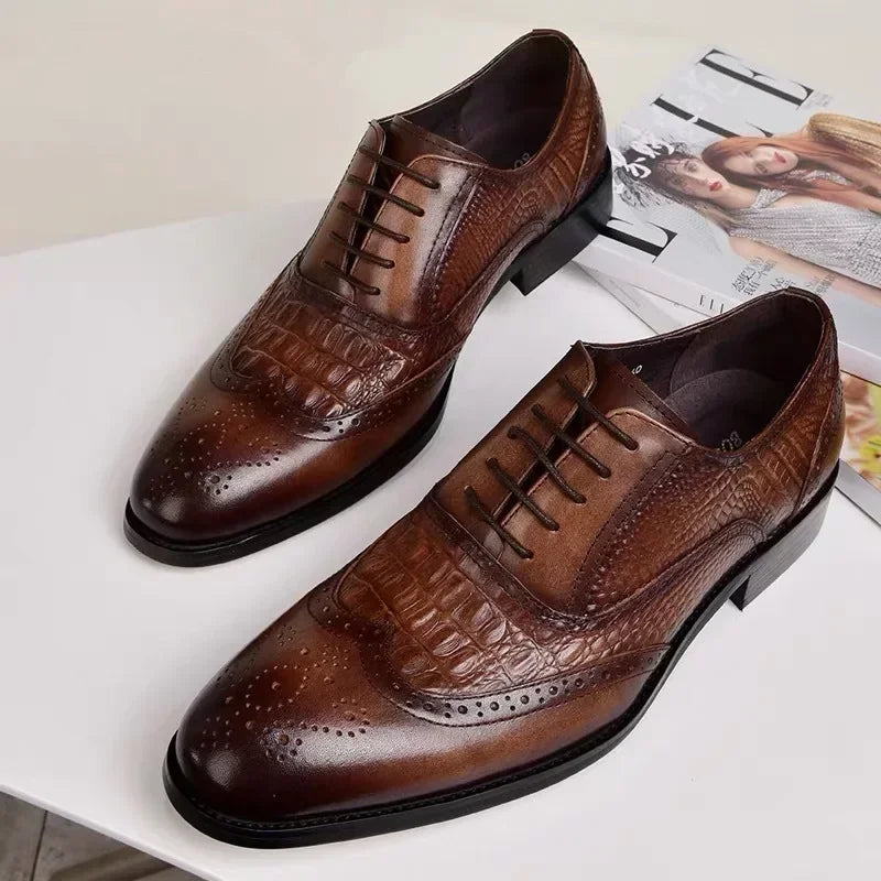 Plus Szie 48 Brock Oxford retro crocodile leather men formal spring autumn new 's for Work Casual business shoes Wedding shoes