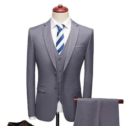 Elegant Suits For Men Wedding 3 Pieces 2 Set Luxury Fashion Classic Full Jackets Vest Pants Blazers Outfit 2024 Formal Costume