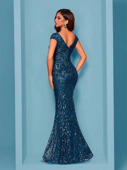 Lucyinlove Elegant Champagne Evening Dress For Women Long 2025 Luxury Mermaid Formal Sequins Prom Wedding Party Cocktail Dresses