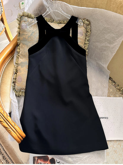 Spring Dresses 2024 New Fashion Velvet Sexy Backless Slip Dress for Women Loose Bow Girl's Elegant Party Short Ladies Dress