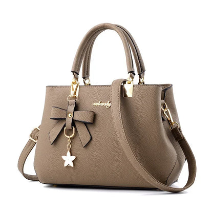 Elegant Women Messenger Bags With Flower Pendant Office Ladies Totes Pure Handbag For Female Crossbody Shoulder Bags