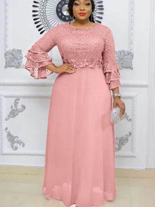 Elegant Women Evening Dresses Luxury Sequin Chiffon Long Dress African Dashiki Outfits Party Prom Birthday Gowns Female Clothing