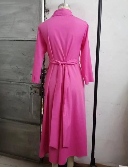2023 Spring Summer Dresses for Women Lapel Solid Strap Long Sleeve Dress White Dress Women Clothing Streetwear Evening Dresses