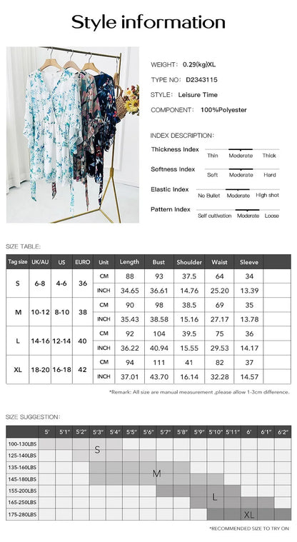 Spring Summer New Women Dress Fashion Elegant Printed Strappy Lace-Up V-neck Fairy Skirt Female Girls Gathering Party Date Dress