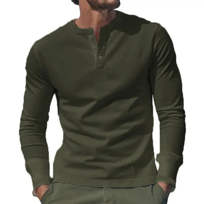 Cross-border Spring and Autumn Clothing European and American Men's T-Shirt Long-sleeved Men's Base Henry Shirt