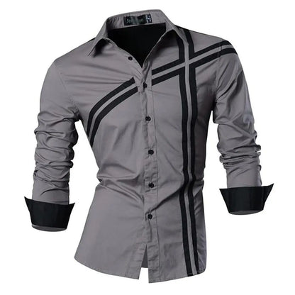 Jeansian Men's Casual Dress shirt 3D simple all-match printed long-sleeved fashion hip-hop neutral clothing