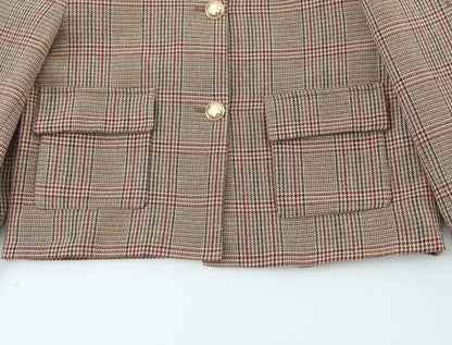 DUOPERI Women's 2 Piece Set Plaid Single Breasted Blazer & Side Zipper Calf-Length Trousers Casual Female Chic Lady Pants Sets