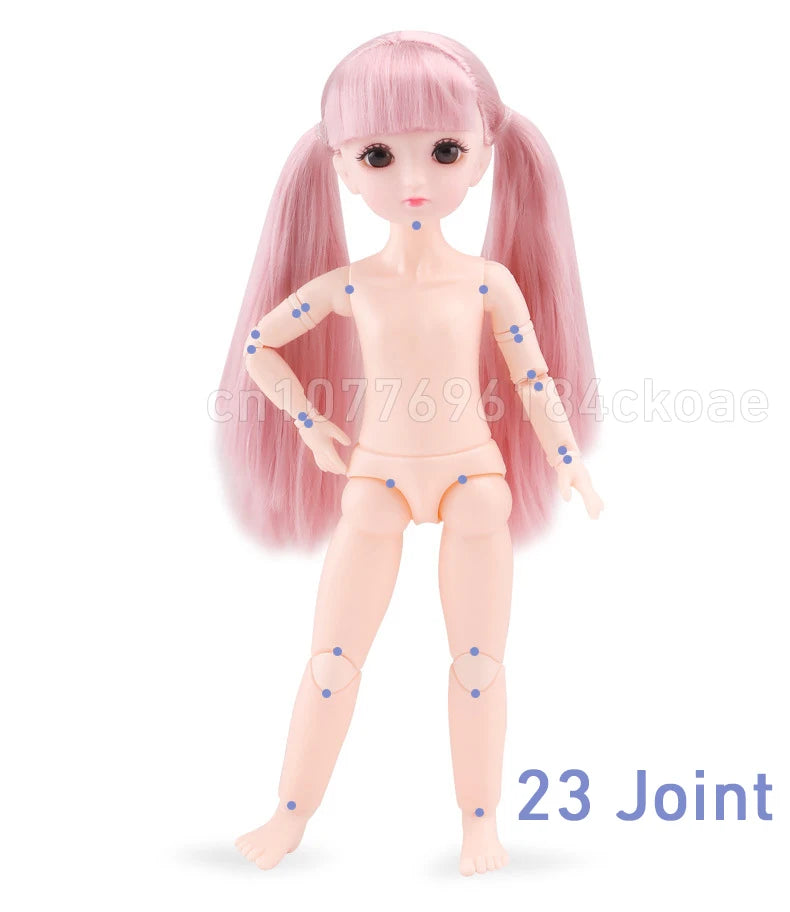 30cm Bjd Dolls Princess Full Set 1/6 Anime Bjd With Clothes 23 Joint Movable Body 3D Eyes Girls Dress Up Birthday Gifts Toys