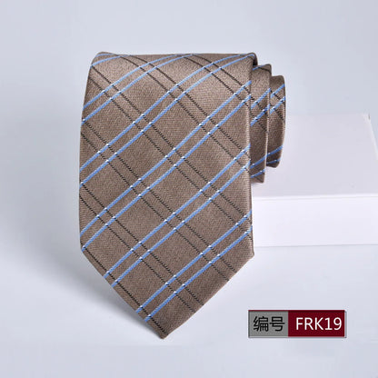 Brown Tie For Men Classic Style 8CM Tie Striped Jacquard Ties Wine Red Wedding Gravatas Formal Business Neckties Gifts For Men