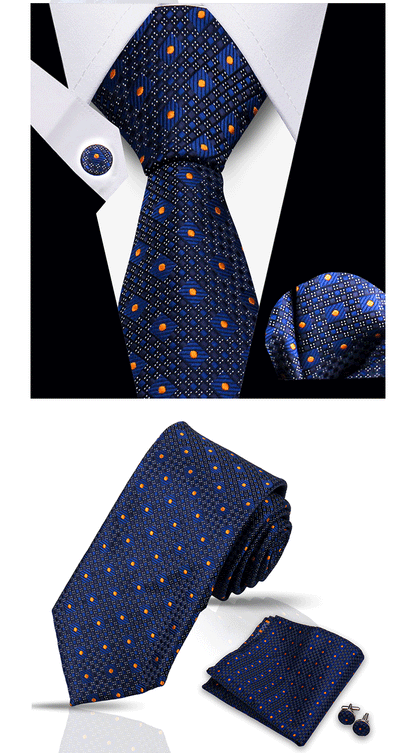 Tie For Men Classic Plaid Handkerchiefs Red Necktie Cufflinks For Men Blouse Business Wedding Accessories Women Collar Man Gift