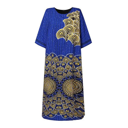 VONDA Women Evening Dresses 2024 Bohemian Round Neck Flare Sleeve Vintage Style Maxi Dress Party African Ethnic Long Vestidos