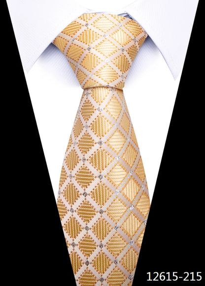 Hot Sale Brand New Style Tie Blue Golden Stripe Suit Accessories Necktie Men Gravata Fit Wedding Holiday Present