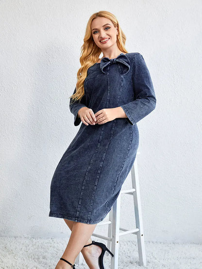 Women's plus size casual denim dress loose mini dress available in multiple sizes