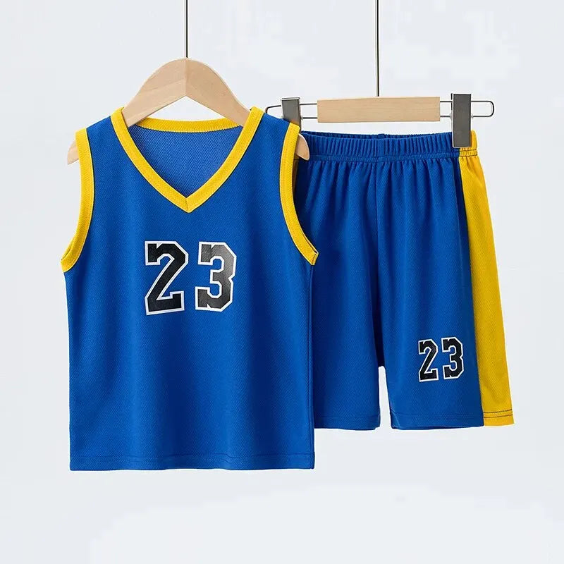 2/4Pcs Summer Children's Quick-drying Sports Suit Boys Casual Ball Sleeveless T-shirt Girls Joker Mixed Color Combination Shorts