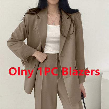2026 Spring New Women's Clothing Suit Jacket Casual Pants Set Wide Leg Suit Pants Elegant Office Lady Business Suit Set Blazers