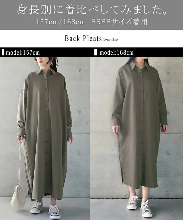 Spring Long Shirt Dress A-line Women's Dress Elegant Pleated Long Sleeve Casual Dresses Female Fashion Oversize Ladies Clothes