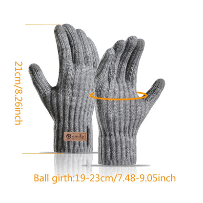 2024 new men's warm gloves winter touch screen plus fleece gloves cold warm wool knitted gloves