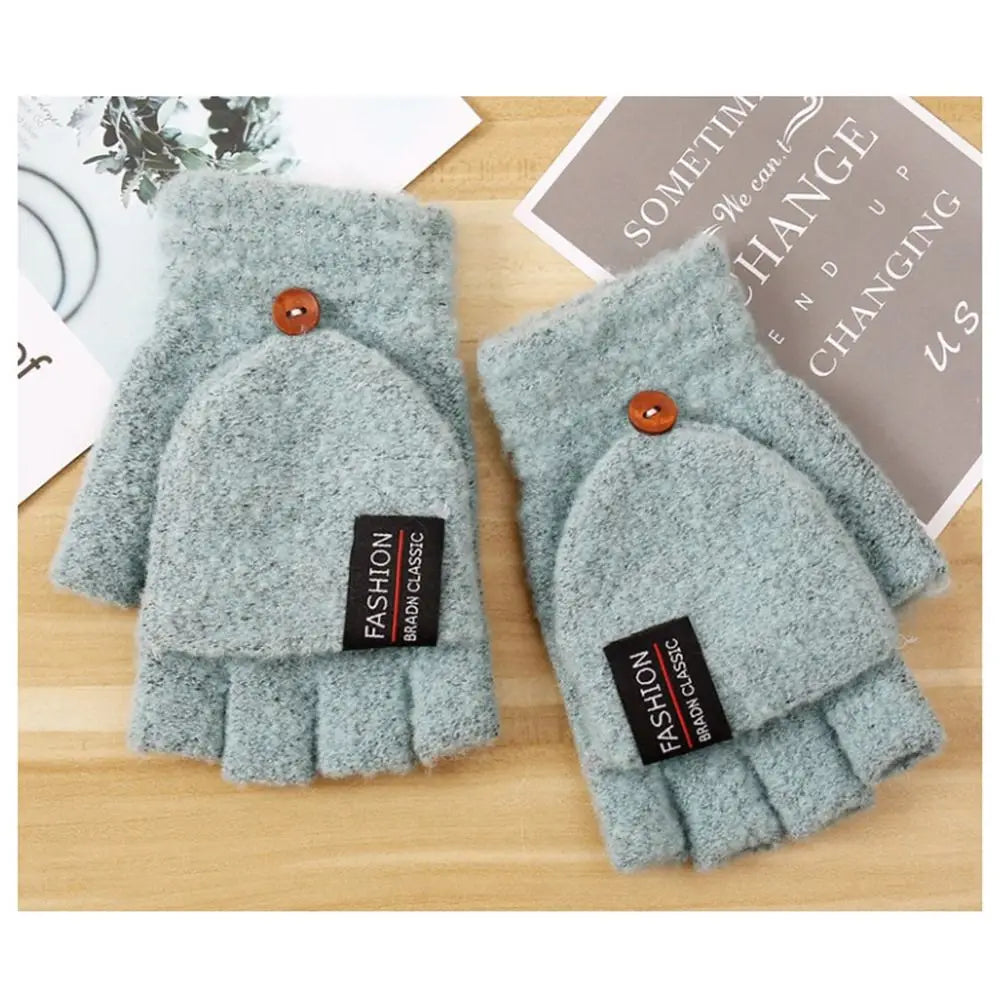 Unisex Winter Mitten Warm Knitted Fingerless Gloves for Men Women Student Half Finger Gloves Flip Mittens Thicken Winter Gloves