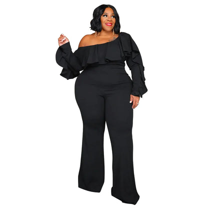 X6019 Plus Size Solid Color Women's Fashion Loose-Fit Cross-Border New Jumpsuit Without Straps Sexy Stylish Female Romper